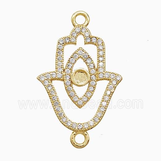 Copper Hamsahand Connector Pave Zirconia Eye 18K Gold Plated