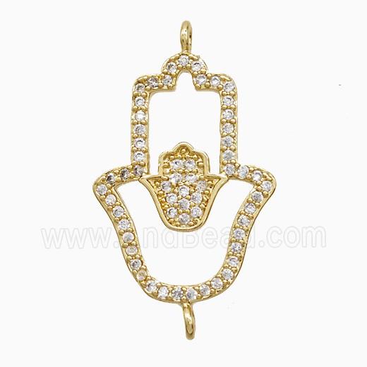 Copper Hamsahand Connector Pave Zirconia 18K Gold Plated