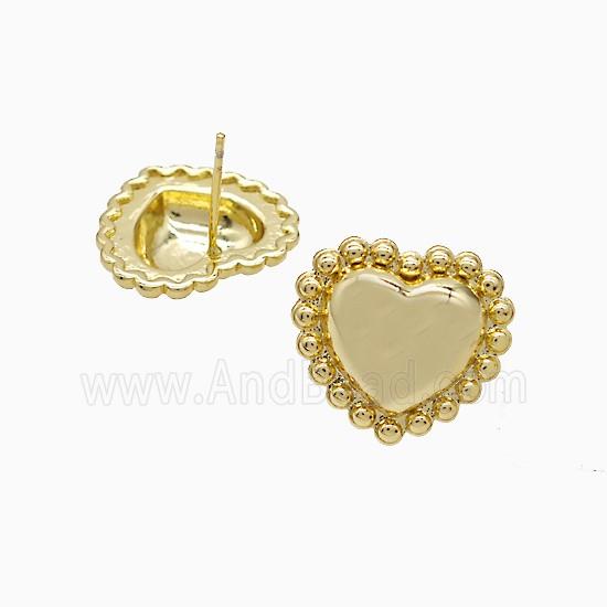 Copper Heart Stud Earrings 18K Gold Plated