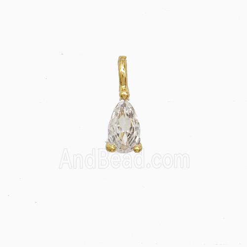 Copper Teardrop Pendant Pave Zirconia Gold Plated
