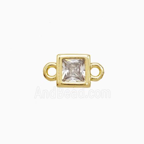 Copper Square Connector Pave Zirconia Gold Plated