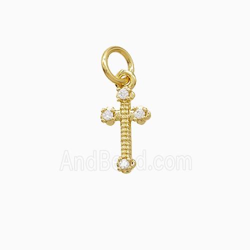 Copper Cross Pendant Pave Zirconia Gold Plated