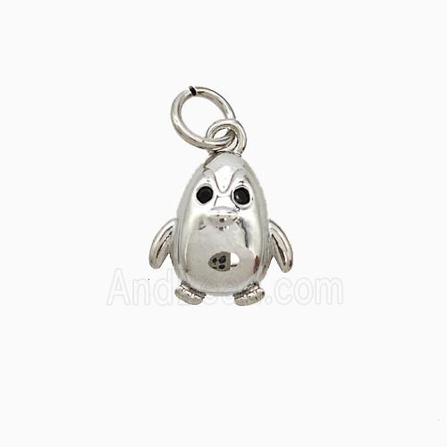 Copper Penguin Pendant Platinum Plated