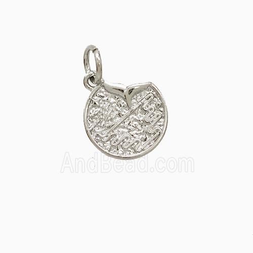 Copper Shark-tail Pendant Circle Hammered Platinum Plated