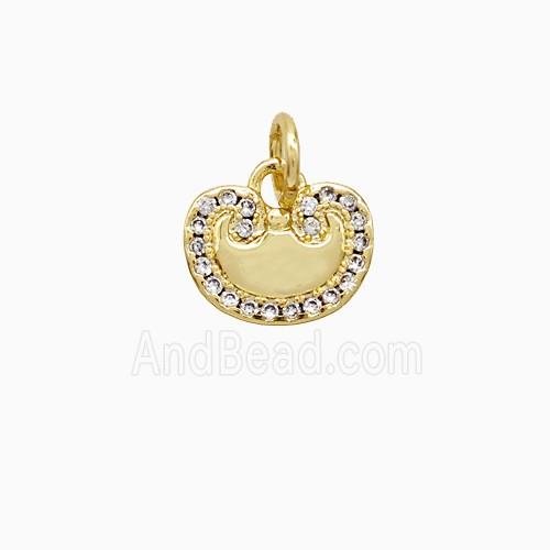 Chinese Lucky Lock Charms Copper Pendant Pave Zirconia Gold Plated