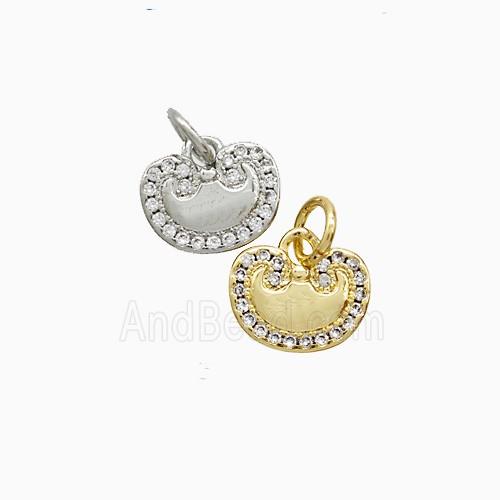 Chinese Lucky Lock Charms Copper Pendant Pave Zirconia Mixed