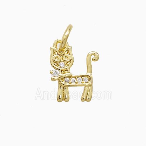 Copper Cat Pendant Pave Zirconia Gold Plated