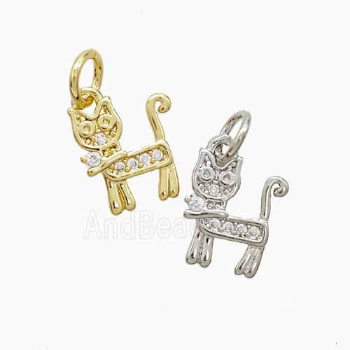 Copper Cat Pendant Pave Zirconia Mixed