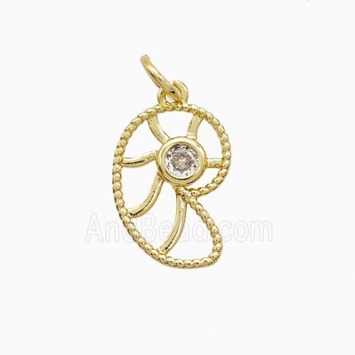 Copper Pendant Pave Zircon, Gold Plated
