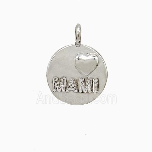 Copper MAMI Heart Pendant Platinum Plated