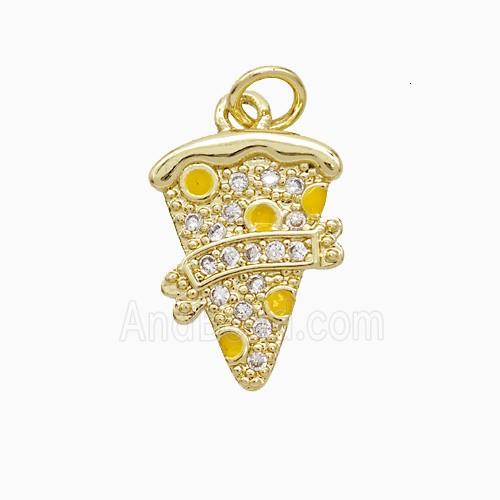 Ice Cream Charms Copper Cup Pendant Pae Zirconia Yellow Enamel Gold Plated