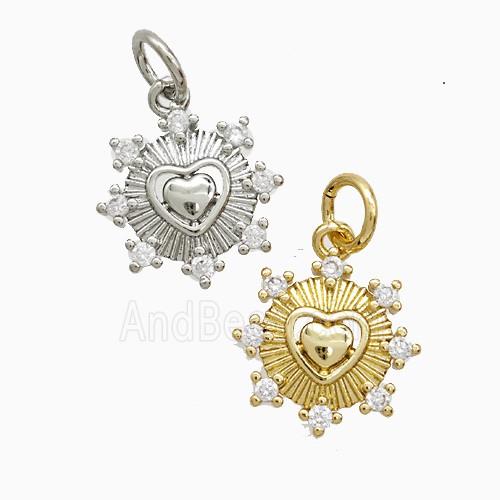 Copper Heart Pendant Pave Zirconia Mixed
