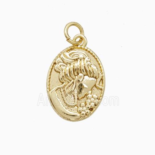 Copper Beauty Pendant Oval Gold Plated