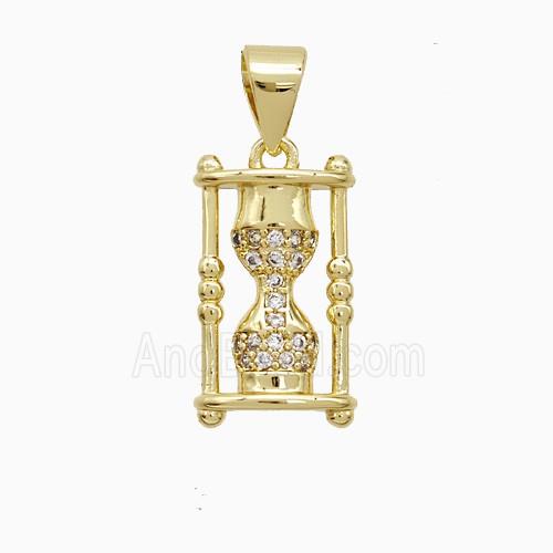 Copper Hourglass Pendant Pave Zirconia Gold Plated
