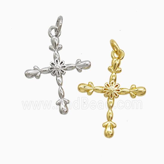 Copper Cross Pendant Flower Mixed