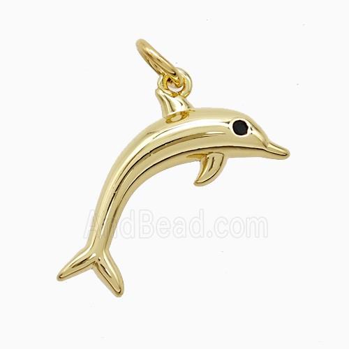 Copper Dolphin Pendant Pave Zirconia Gold Plated