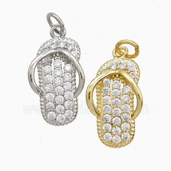 Copper Slipper Pendant Pave Zirconia Shoe Mixed