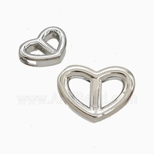 Copper Heart Beads Flat Hole Platinum Plated