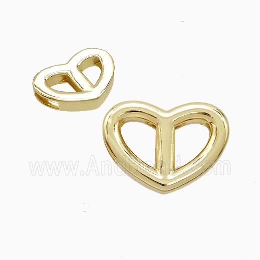 Copper Heart Beads Flat Hole Gold Plated