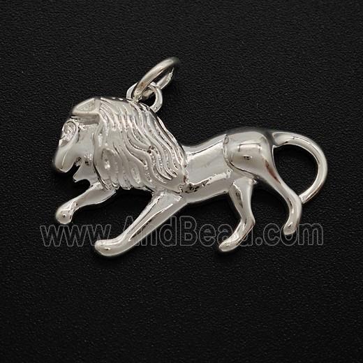 Copper Lion Pendant Shiny Silver
