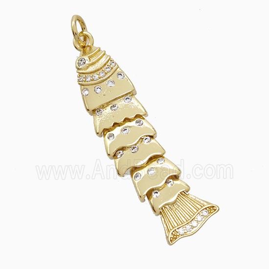 Copper Fish Pendant Pave Zirconia Gold Plated