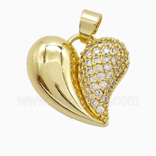 Copper Heart Pendant Pave Zirconia Gold Plated
