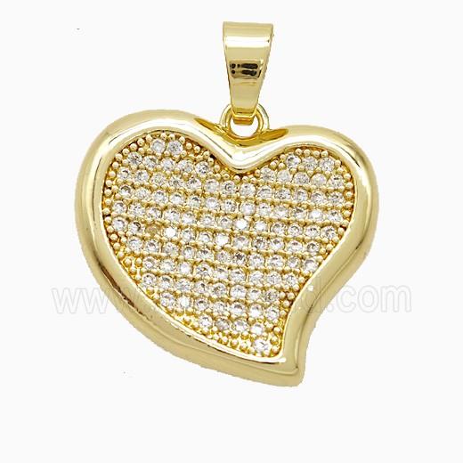 Copper Heart Pendant Pave Zirconia Gold Plated