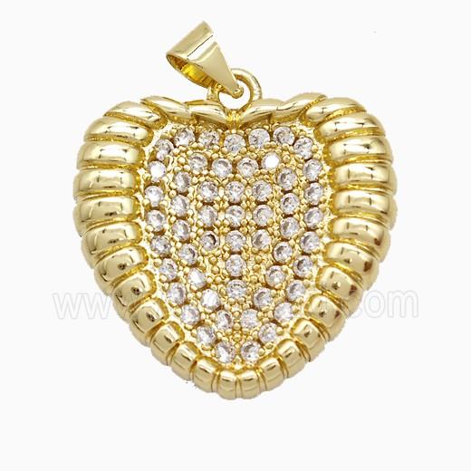 Copper Heart Pendant Pave Zirconia Gold Plated