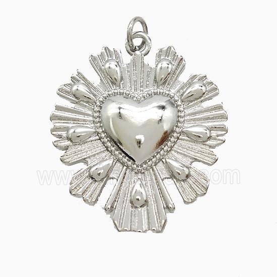 Copper Heart Pendant Platinum Plated