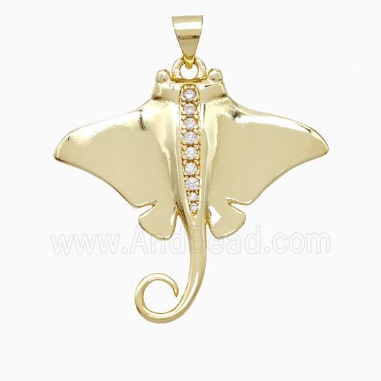 Manta Ray Charms Copper Ocean Whale Pendant Pave Zirconia Gold Plated