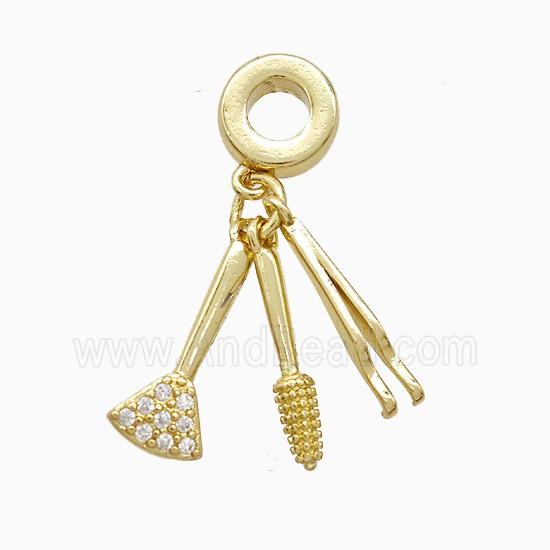 Brush And Nipper Copper Pendant Pave Zirconia Gold Plated