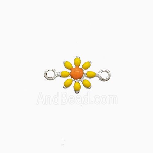 Copper Flower Connector Yellow Enamel Platinum Plated