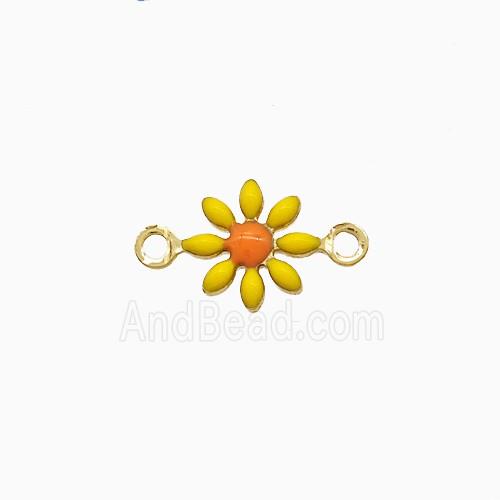 Copper Flower Connector Yellow Enamel Gold Plated