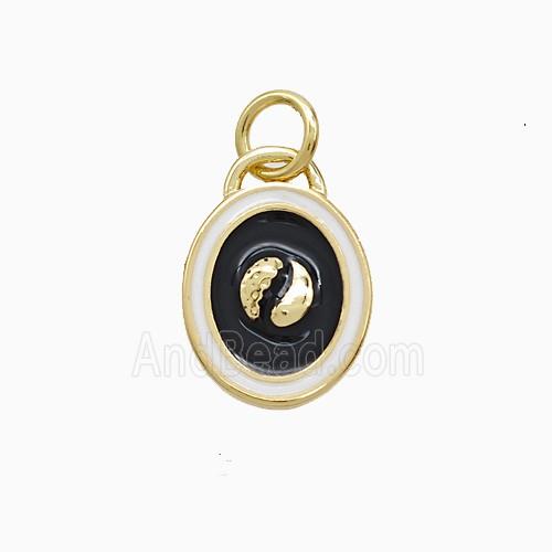 Copper Taichi Pendant Black Enamel Yinyang Gold Plated