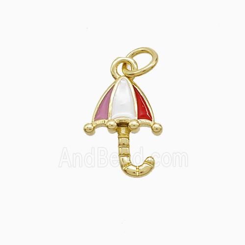 Copper Umbrella Pendant Multicolor Enamel Gold Plated