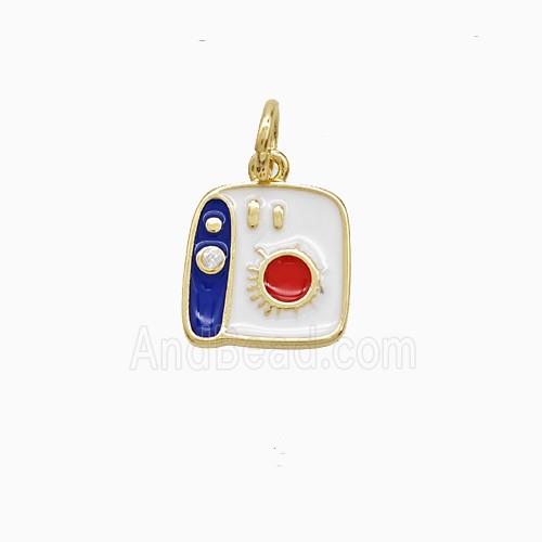 Mini Camera Charms Copper Pendant Enamel Gold Plated