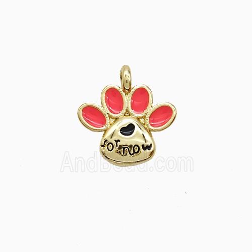 Copper Paws Pendant Pink Enamel Gold Plated