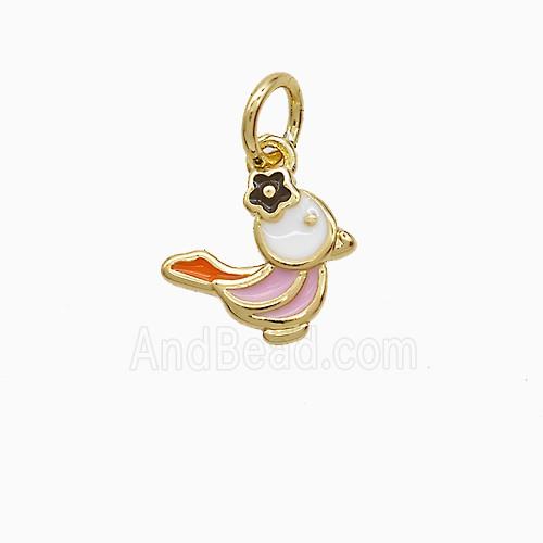 Copper Birds Multicolor Enamel Gold Plated