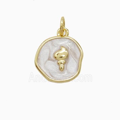 Copper Conch Shell Pendant White Painted Gold Plated