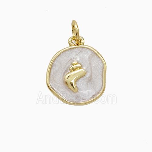 Copper Conch Shell Pendant White Painted Gold Plated