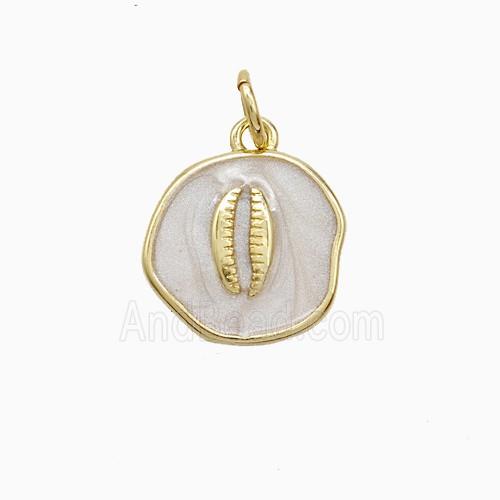 Copper Conch Shell Pendant White Painted Gold Plated