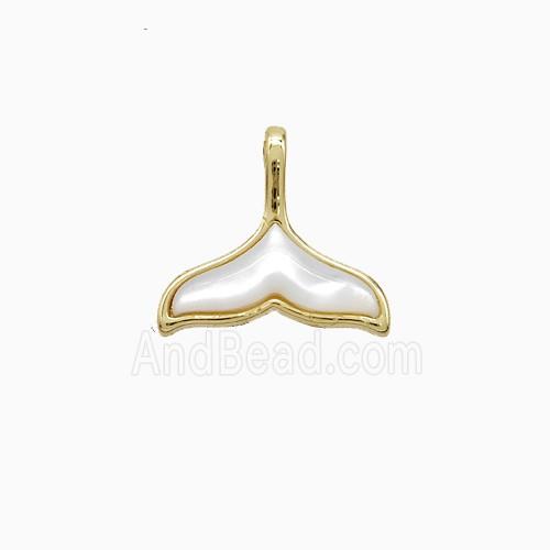 Copper Shark-Tail Pendant Pave Shell Gold Plated