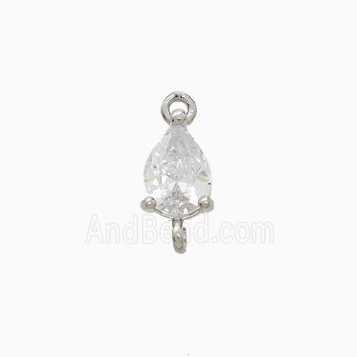 Crystal Glass Teardrop Connector Copper Platinum Plated