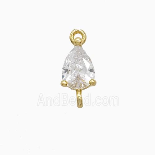Crystal Glass Teardrop Connector Copper Gold Plated