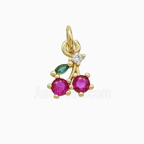 Copper Strawberry Pendant Pave Zirconia Gold Plated