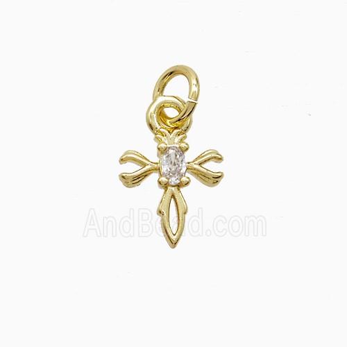 Copper Cross Pendant Pave Zirconia Gold Plated