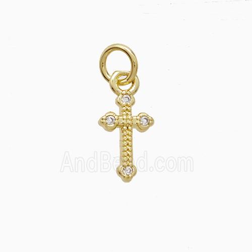 Copper Cross Pendant Pave Zirconia Gold Plated