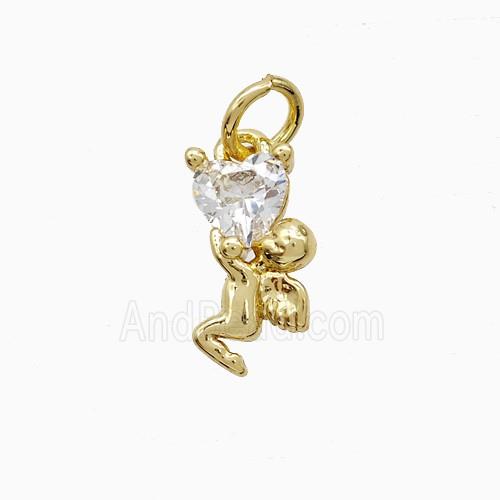 Copper Fairy Pendant Pave Zirconia Gold Plated