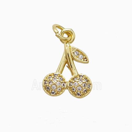 Copper Cherry Pendant Pave Zirconia Gold Plated