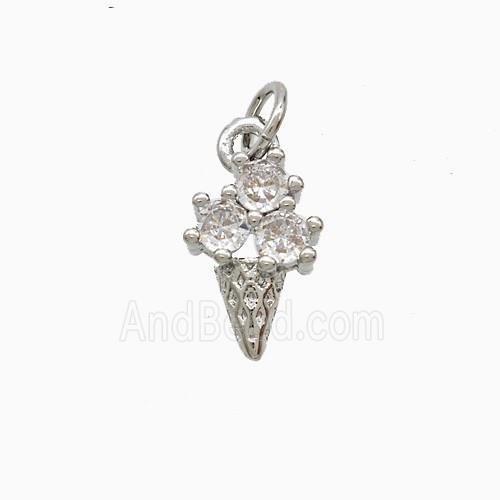 Copper Ice Cream Pendant Pave Zirconia Platinum Plated